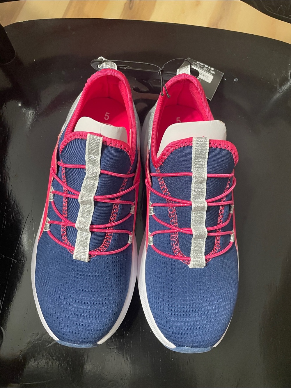 Athletic Works Navy and Hot Pink Lace-Style Slip-On Sneakers